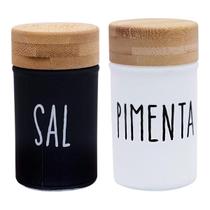 Conjunto Saleiro E Pimenteiro De Vidro Com Tampa De Bambu Capacidade De 90ml Kit 2 Peças Minimalista Conjunto Saleiro E Pimenteiro De Vidro Com Tampa De Bambu Capacidade De 90ml Kit 2 Peças Minimalista