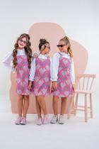 Conjunto Salopete Infantil Menina Pérola Love Rosa Marias