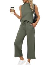 Conjunto SAMPEEL 2 Peças: Calças Soltas e Top Sem Mangas - Estilo Casual para Primavera Conjunto SAMPEEL 2 Peças: Calças Soltas e Top Sem Mangas - Estilo Casual para Primavera