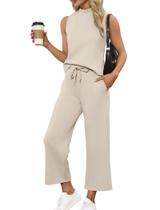 Conjunto SAMPEEL de 2 Peças - Vestido Casual de Verão Bege Conjunto SAMPEEL de 2 Peças - Vestido Casual de Verão Bege