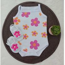 Conjunto Sandalia Flor Com Body Alcinha Bebe Menina Roupa Verão Estampado 100% Suedine Conjunto Sandalia Flor Com Body Alcinha Bebe Menina Roupa Verão Estampado 100% Suedine