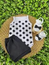Conjunto Sandália Laço Com Body Alcinha Bolinha Póa Bebe Menina Roupa Verão 100% Suedine - SASSA BABY Conjunto Sandália Laço Com Body Alcinha Bolinha Póa Bebe Menina Roupa Verão 100% Suedine - SASSA BABY