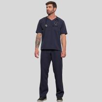 Conjunto Scrub Masculino Andrews Liso Manga Curta Hospitalar Enfermeiro Médico Em Alfaiataria Premium