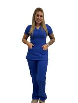 Conjunto Scrub Pijama Cirúrgico Verona Azul Bic Toque geladinho