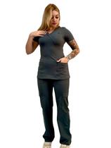 Conjunto Scrub Pijama Cirúrgico Verona Grafite/Chumbo Toque geladinho