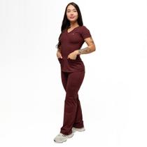 Conjunto Scrub Pijama Cirúrgico Verona Marrom Couro Toque geladinho