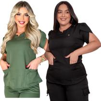 Conjunto Scrub Pijama Hospitalar em Alfaiataria feminino calça + blusa manga tulipa e calça jogger Conjunto Scrub Pijama Hospitalar em Alfaiataria feminino calça + blusa manga tulipa e calça jogger