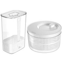 Conjunto Secador de Salada Branco 5,5L e Organizador de Temperos Clear Fresh 2,3L - Ou