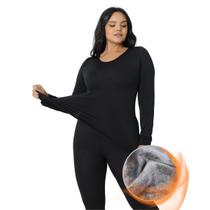 Conjunto Segunda Pele Térmica Flanelado Frio Intenso Preto Feminino