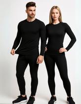 Conjunto Segunda Pele Térmico Flanelado Unisex Premium Preto Conjunto Segunda Pele Térmico Flanelado Unisex Premium Preto