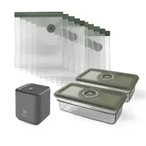 Conjunto Seladora Portátil com 10 Sacos e 02 Potes Herméticos para Fechamento a Vácuo Conjunto Seladora Portátil com 10 Sacos e 02 Potes Herméticos para Fechamento a Vácuo