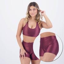 Conjunto Selene Top 3D Com Bojo + Shorts 3D Bordô Conjunto Selene Top 3D Com Bojo + Shorts 3D Bordô