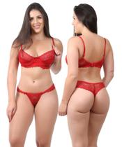 conjunto sem bojo com aro vermelho lingerie Isa lingerie