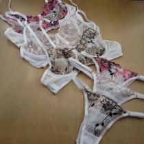 Conjunto sem Bojo Tule Guipir com Arco