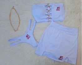 Conjunto Semi Fio + Cropped Corrente + Short Sai, 1 Linha - Branco - Geral