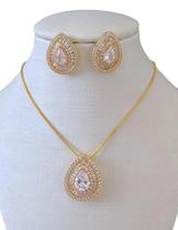 Conjunto semijoia gota cravejada luxo Conjunto semijoia gota cravejada luxo