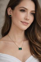 Conjunto semijoia pedra zirconia verde esmeralda Conjunto semijoia pedra zirconia verde esmeralda