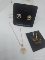 conjunto semijoias arvore da vida dourada