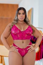 CONJUNTO SENSUAL CROPPED RENDADO SEM BOJO PLUS SIZSE - Garota Veneno