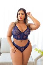 Conjunto serenity cropped rendado plus size