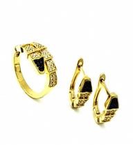 Conjunto Serpente Anel E Brincos Cravejados Zirconias Banhado 1360 1438