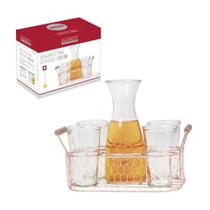 Conjunto Servir Bebidas Copos e Jarra C/Suporte Rose Leblon Conjunto Servir Bebidas Copos e Jarra C/Suporte Rose Leblon