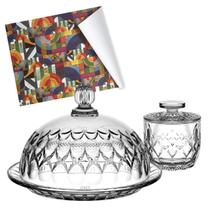Conjunto servir utensílios mesa posta potes vidro manteigueira francesa queijeira luxo com tampa Conjunto servir utensílios mesa posta potes vidro manteigueira francesa queijeira luxo com tampa