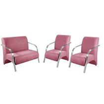 Conjunto Sevilha 2 Poltronas de 1 Lugar e 1 de 2 Lugares Braço Alumínio D Salla Suede