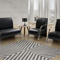 Conjunto Sevilha Namoradeira + 2 Poltronas Decorativa Braço de Metal Recepção Sala