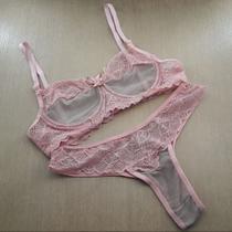 Conjunto Sexy sem Bojo e com Arco Transparente Tule Renda
