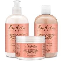 Conjunto SheaMoisture Coconut & Hibiscus Curl Trio - Cuidados Completos para Cabelos Cacheados Conjunto SheaMoisture Coconut & Hibiscus Curl Trio - Cuidados Completos para Cabelos Cacheados