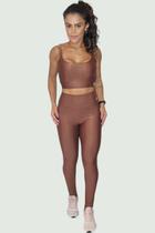Conjunto Shine Top Embutido Alça Grossa e Calça Canelado Wonder Cappucino