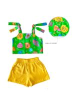 Conjunto Short Amarelo e Blusa Estampa de Concha - Tamanho 3 a 16