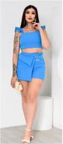 Conjunto short blusa ,tamanho único veste do 36 ao 42. Cor disponível azul