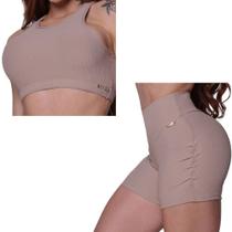 Conjunto Short Chicago Canelado + Top Doce de Leite Moving