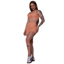 Conjunto Short Chicago Jacquar Canelado Papaia + Top Moving