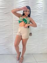 Conjunto Short+cropped Estampado Verão Natal Moda Gringa