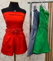 Conjunto short e corpete sem alça