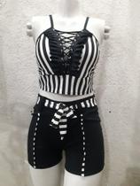 Conjunto short e croped listrado Conjunto short e croped listrado