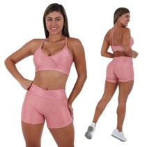 Conjunto short e cropped fitness academia feminino
