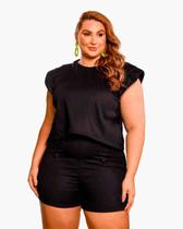 Conjunto Short e Cropped Manga Curta em Linho Conjunto Short e Cropped Manga Curta em Linho