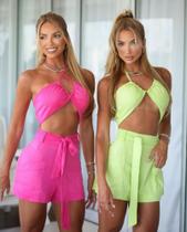 Conjunto short e cropped veste até 42