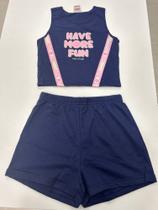 Conjunto short e regata infantil cor azul marinho Tam 12 menina