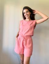 Conjunto short e regata super tendência. Rosa. M