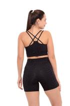 Conjunto Short Fitness Feline Lorena Preto