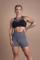 Conjunto Short Fitness Feminino Liso Academia Treino E Top Com Recorte Tela F7 NEW STYLE