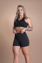 Conjunto Short Fitness Feminino Liso Academia Treino E Top Com Recorte Tela F7 NEW STYLE