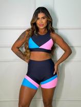 Conjunto short Joá - Preto c/ azul Conjunto short Joá - Preto c/ azul