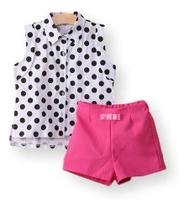 Conjunto Short Pink Com Blusa De Bolinhas