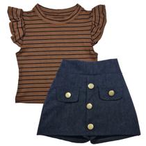 Conjunto Short Saia Cropped Infantil Menina Primavera Verão